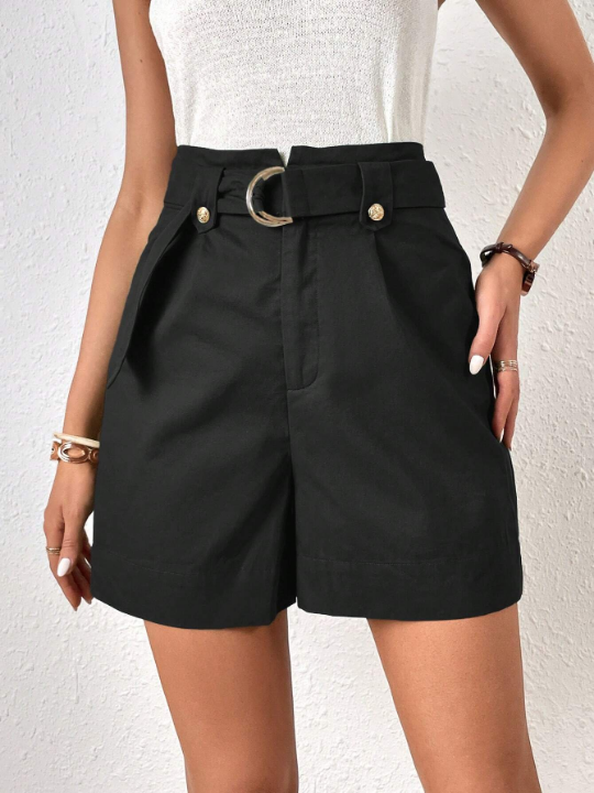Frenchy High Waist Belted Wide Leg Shorts