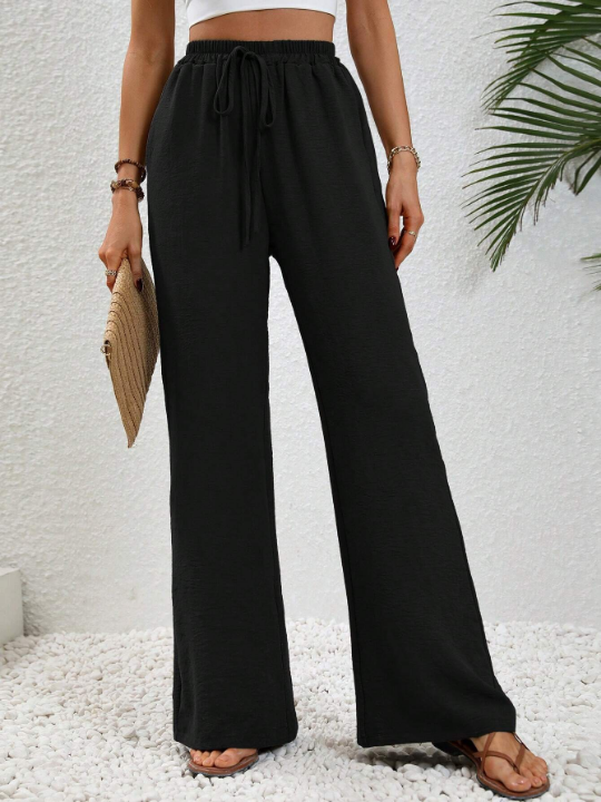 LUNE Drawstring Waist Wide Leg Pants