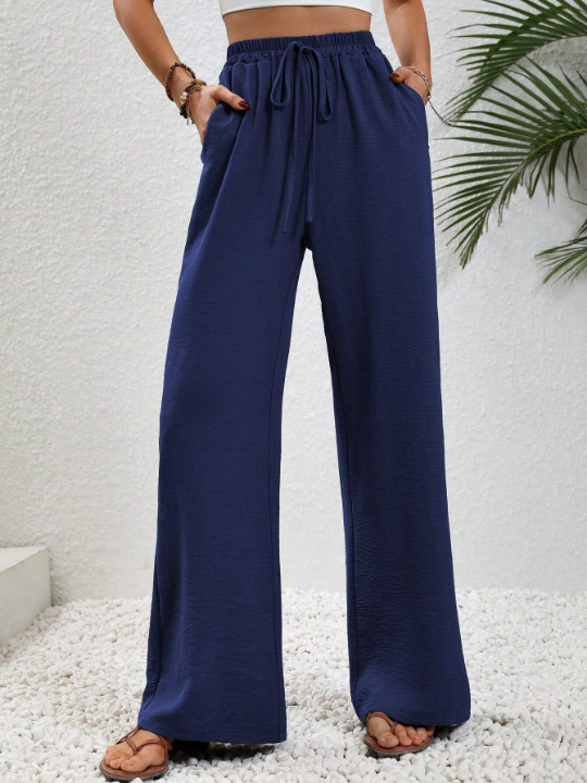 LUNE Drawstring Waist Wide Leg Pants