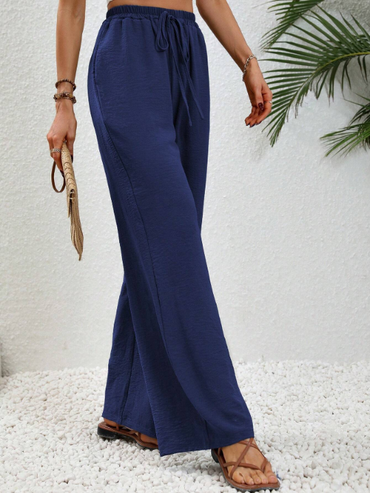 LUNE Drawstring Waist Wide Leg Pants