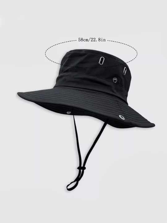 Japanese Style Quick-Dry Drawstring Bucket Hat For Women, Summer Sun Protection, Outdoor Hiking, Western Cowboy Sun Hat For Men Casual