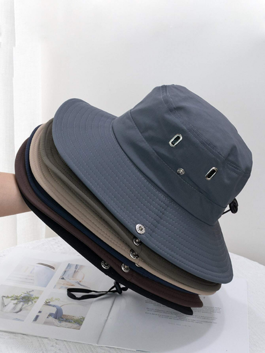 Japanese Style Quick Dry Fishing Hat With Drawstring For Women, Men's Western Cowboy Hat For Outdoor Activities In Summer Casual