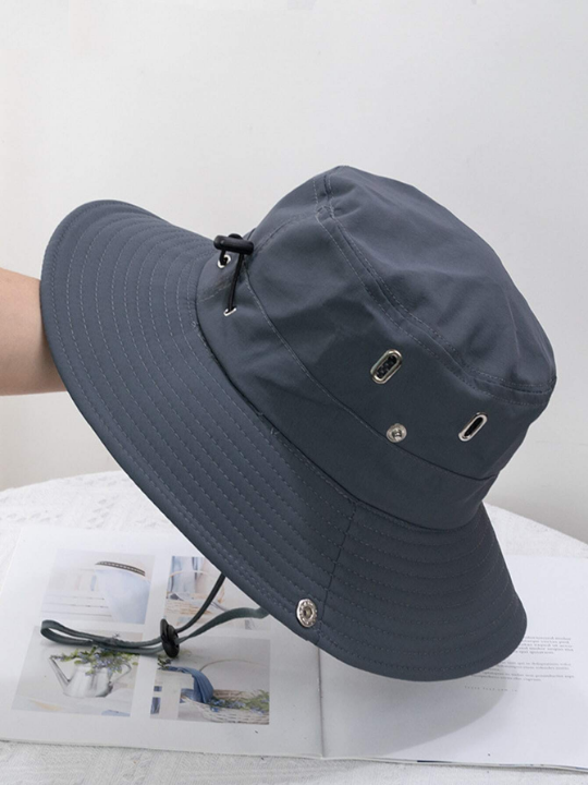 Japanese-Style Quick-Dry Drawstring Fisherman Hat For Women, Summer Sun Protection, Outdoor Hiking Cowboy Hat For Men Casual