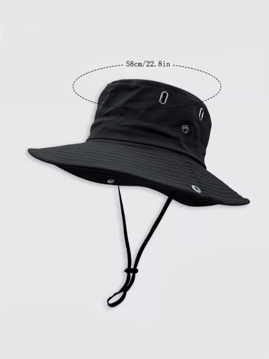 Japanese-Style Quick-Dry Drawstring Fisherman Hat For Women, Summer Sun Protection, Outdoor Hiking Cowboy Hat For Men Casual