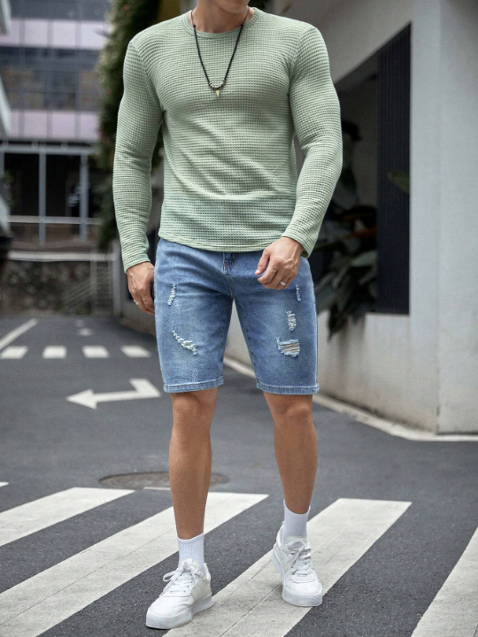 Manfinity Homme Men Solid Waffle Knit Tee