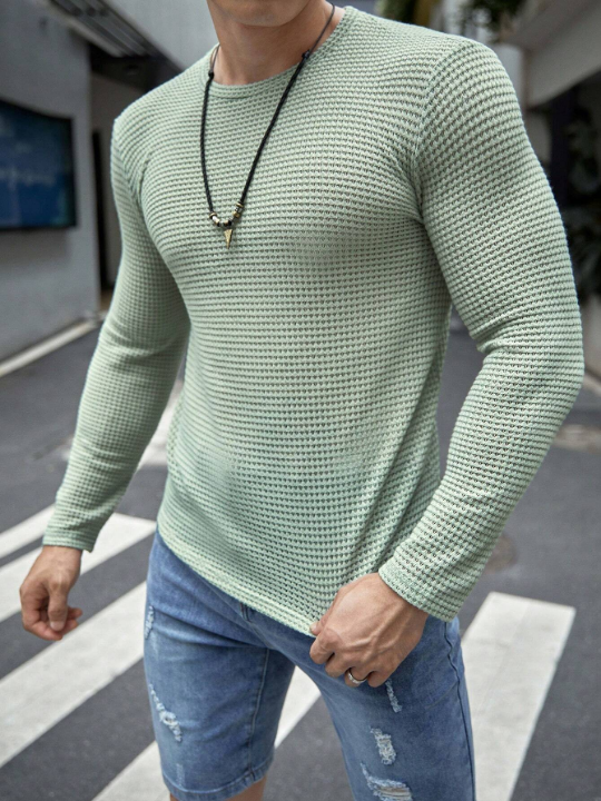 Manfinity Homme Men Solid Waffle Knit Tee