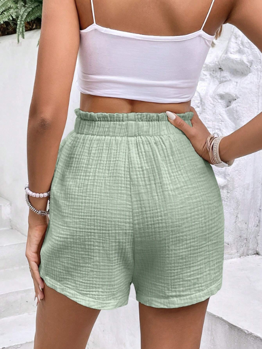 Frenchy Paperbag Waist Knot Front Shorts