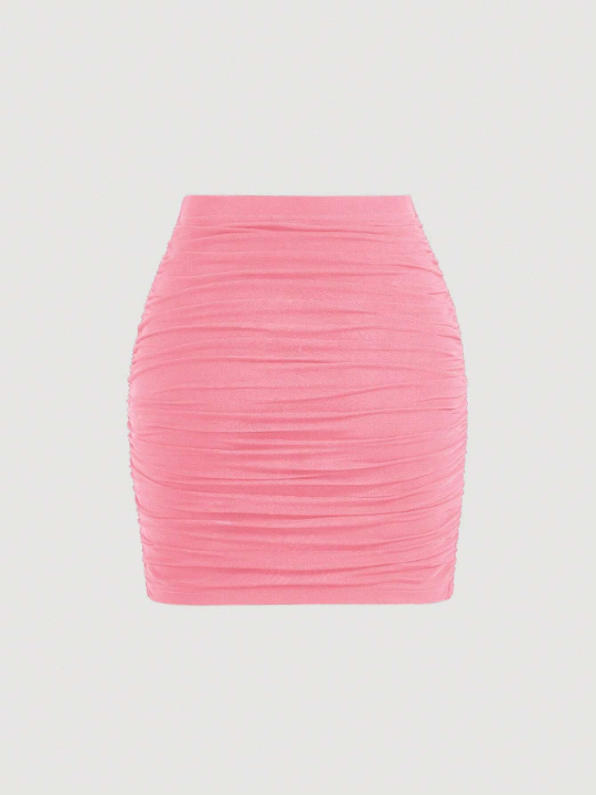 MOD Solid Ruched Wrap Ruched Bodycon Skirt