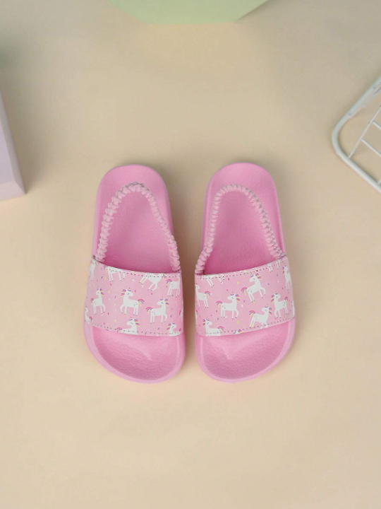 Baby Girls Cartoon Unicorn Print Cute Slippers For Summer