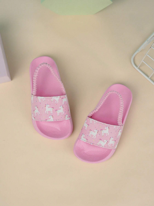 Baby Girls Cartoon Unicorn Print Cute Slippers For Summer