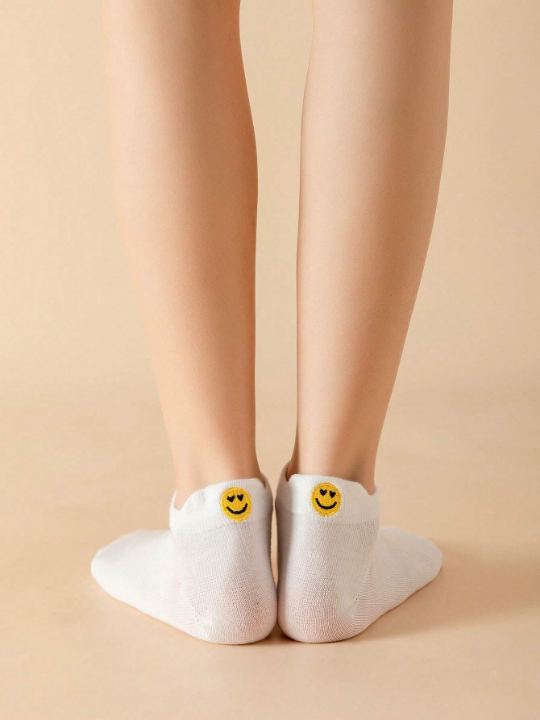 Maryam Alam 6pairs Women Smiling Face Pattern Ankle Socks For Daily Life