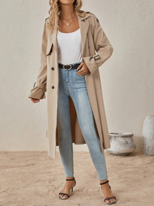 Clasi Raglan Sleeve Double Breasted Belted Trench Coat