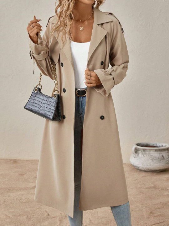 Clasi Raglan Sleeve Double Breasted Belted Trench Coat