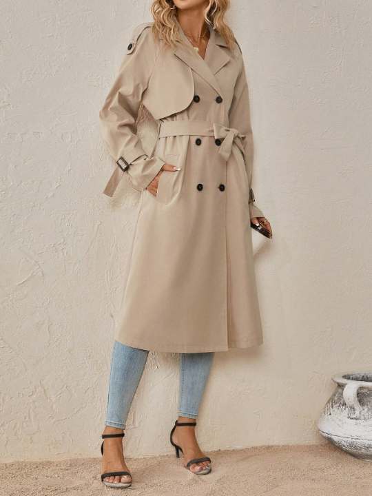 Clasi Raglan Sleeve Double Breasted Belted Trench Coat