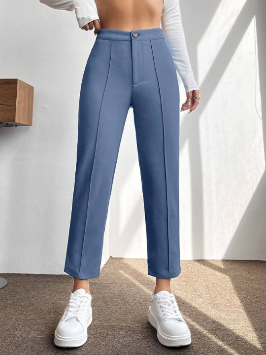 PETITE Solid Seam Detail Cropped Pants