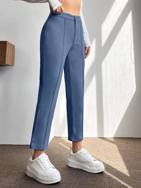 PETITE Solid Seam Detail Cropped Pants