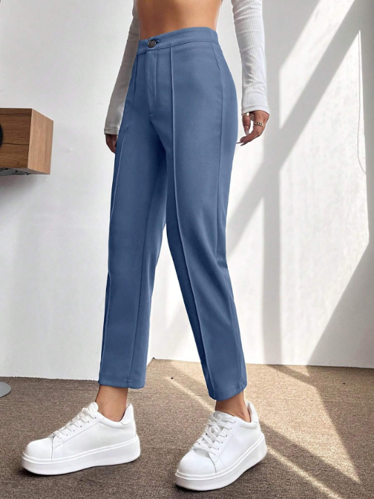 PETITE Solid Seam Detail Cropped Pants