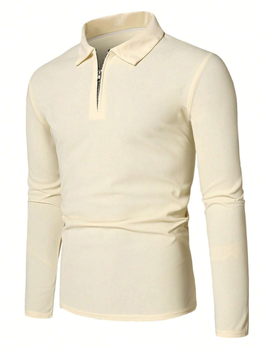 Manfinity Homme Men Quarter Zip Polo Shirt