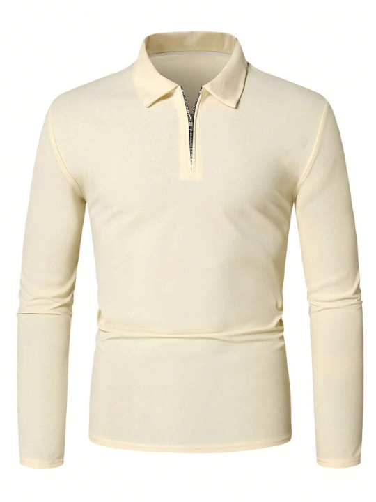 Manfinity Homme Men Quarter Zip Polo Shirt