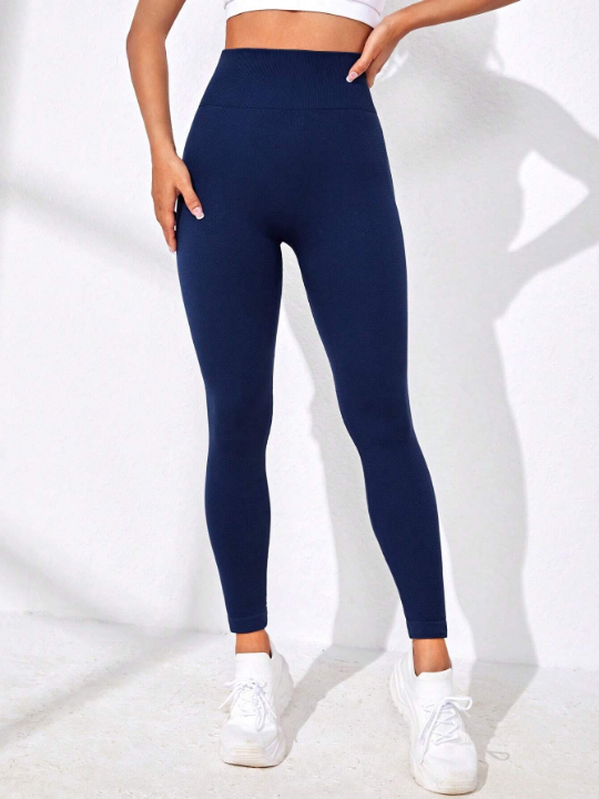 Yoga Basic Solid Tummy Control Sports Leggings butt lift