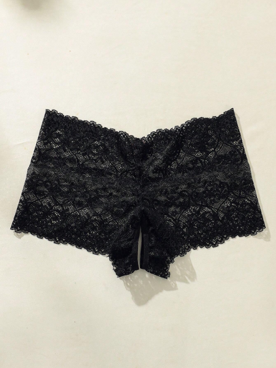 Classic Sexy Floral Lace Bow Decor Panty