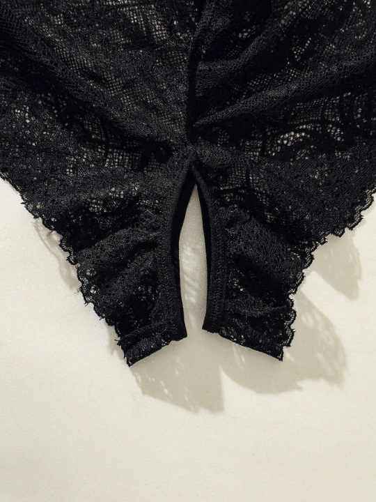 Classic Sexy Floral Lace Bow Decor Panty