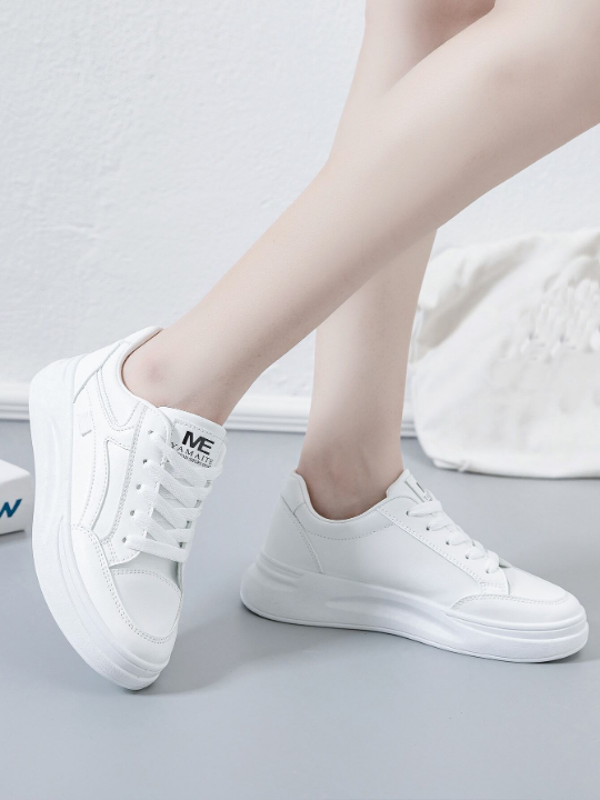 New Arrival 2023 Women's Thick-soled College-style White Sneakers, Casual Sports Shoes For Students