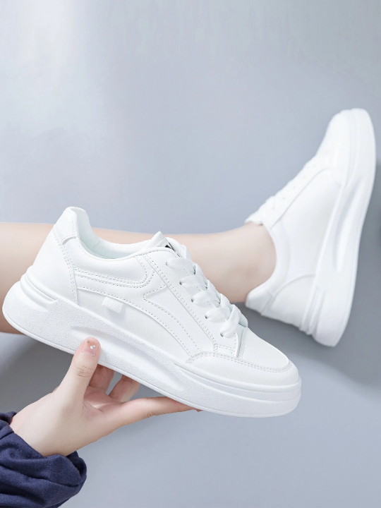 New Arrival 2023 Women's Thick-soled College-style White Sneakers, Casual Sports Shoes For Students