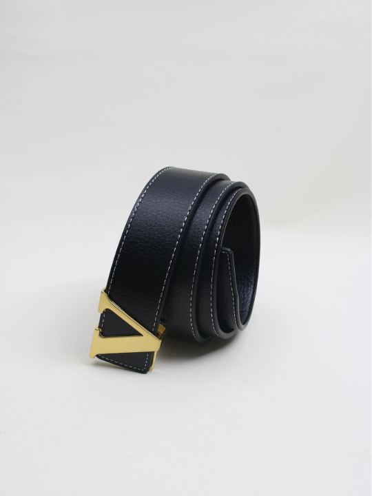 1pc Men Letter Buckle Solid Fashion Belt For Daily Life