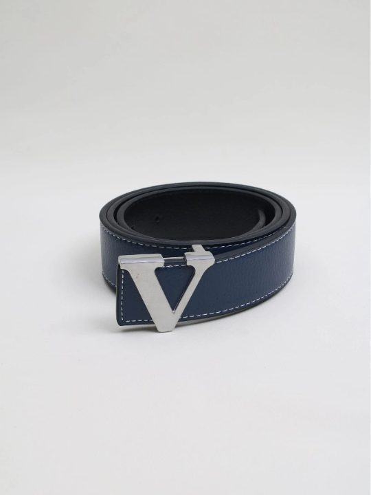 1pc Men Letter Buckle Solid Fashion Belt For Daily Life