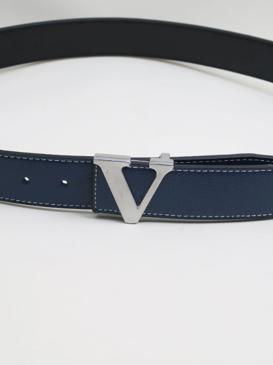 1pc Men Letter Buckle Solid Fashion Belt For Daily Life