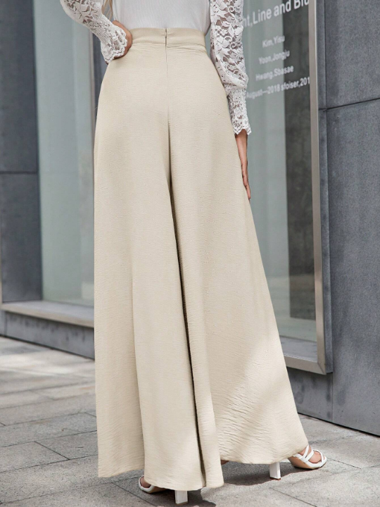 VCAY Solid Slant Pocket Wide Leg Pants