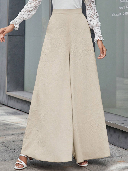 VCAY Solid Slant Pocket Wide Leg Pants