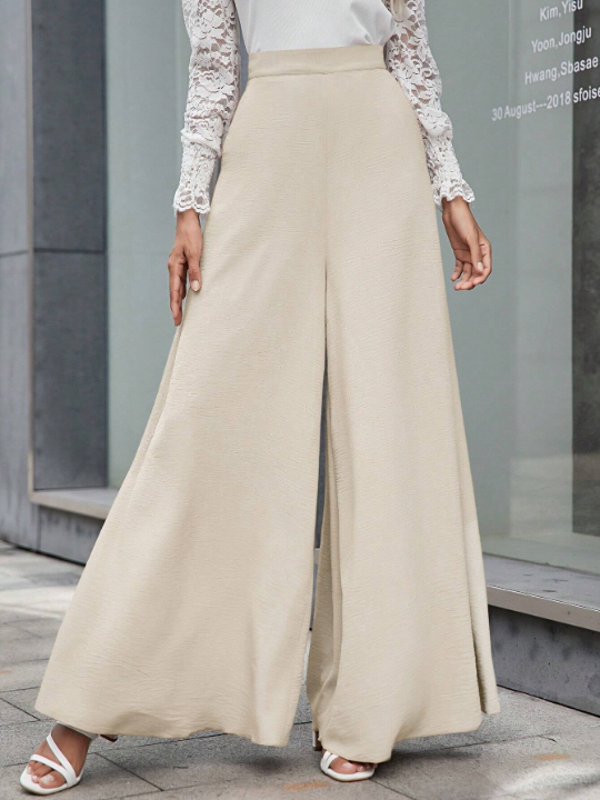 VCAY Solid Slant Pocket Wide Leg Pants