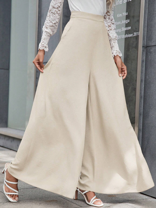 VCAY Solid Slant Pocket Wide Leg Pants