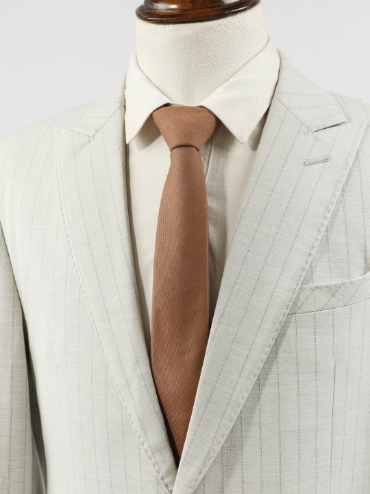 1pc Men's Solid Color Chestnut Brown Suit Fabric Necktie