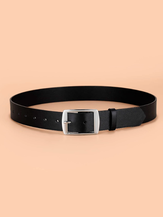 1pc Large Buckle Pu Leather Belt