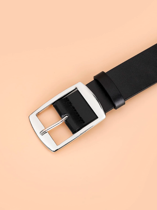 1pc Large Buckle Pu Leather Belt