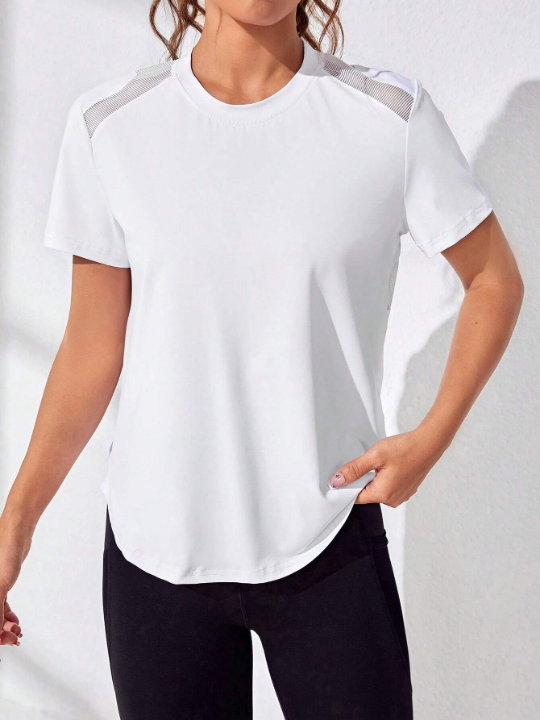 Running Cut Out Back Mesh Insert Sports Tee