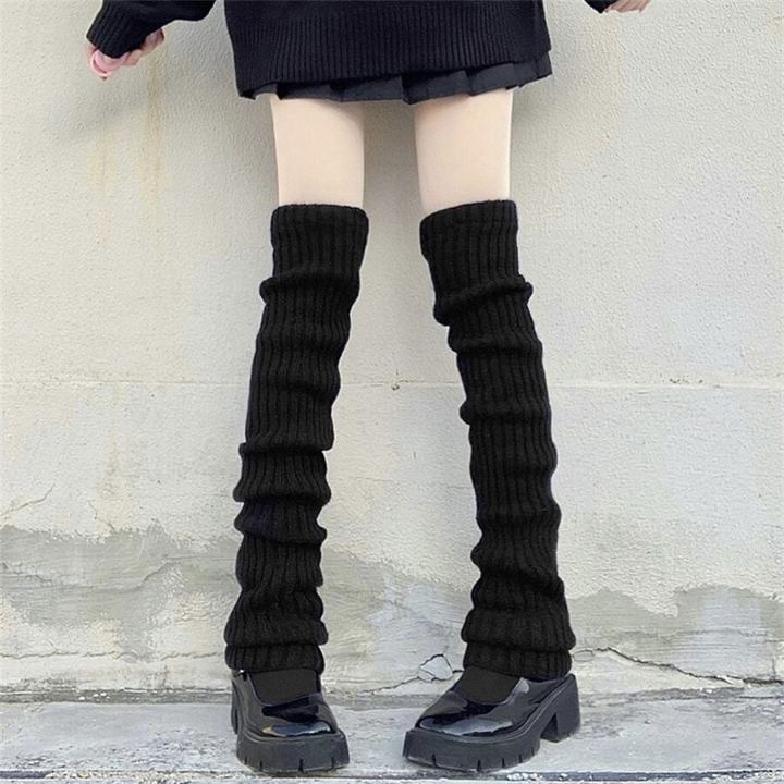 70cm Thickened And Lengthened Japanese Style Jk Lady's Knitted Leg Warmers For Autumn, Winter