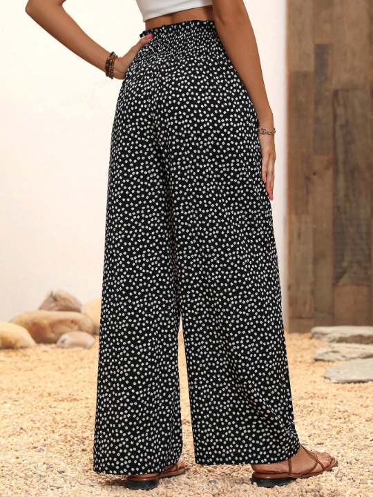 VCAY Ditsy Floral Print Wide Leg Pants