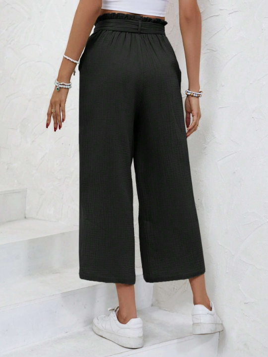 Frenchy Paperbag Waist Belted Wide Leg Pants