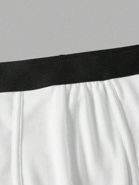 Men 5pcs Tape-waistband Contrast Tape Boxer Brief