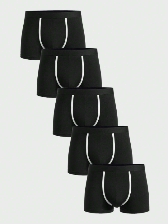 Men 5pcs Contrast Binding Boxer Brief