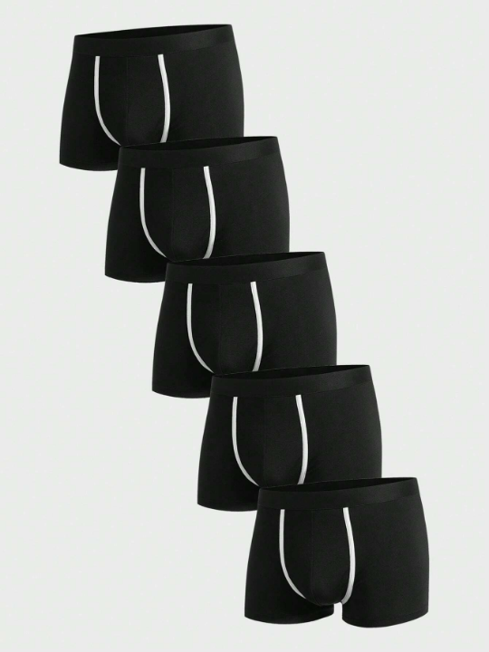 Men 5pcs Contrast Binding Boxer Brief