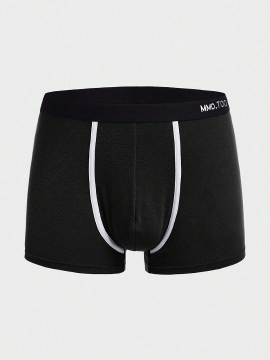 Men 5pcs Letter Graphic Contrast Piping Trim Boxer Brief