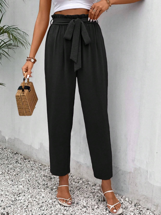 Frenchy Paperbag Waist Belted Pants