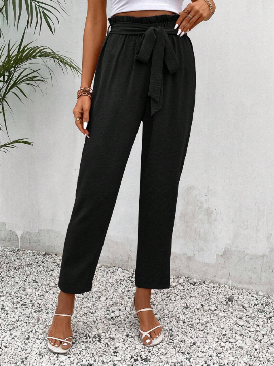 Frenchy Paperbag Waist Belted Pants