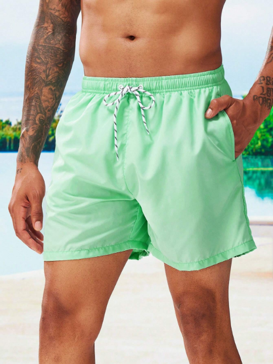 Manfinity Swimmode Men Drawstring Waist Slant Pocket Swim Trunks