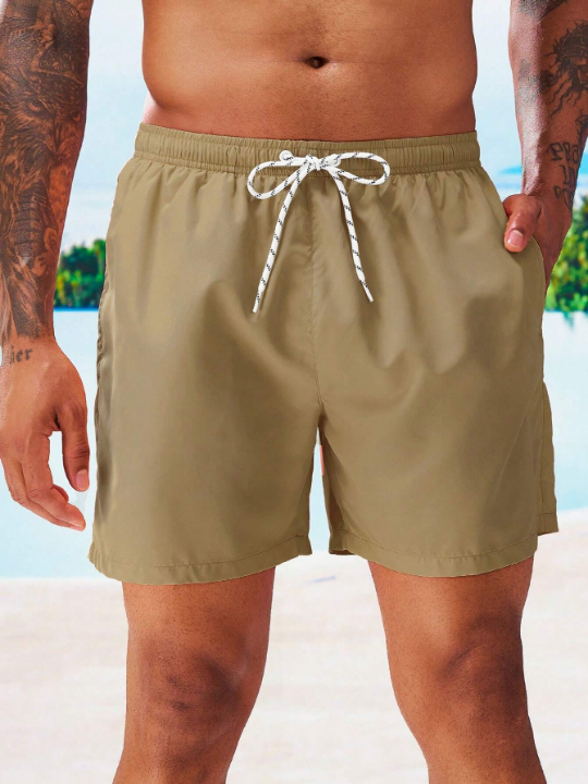 Manfinity Swimmode Men Slant Pockets Drawstring Waist Swim Trunks